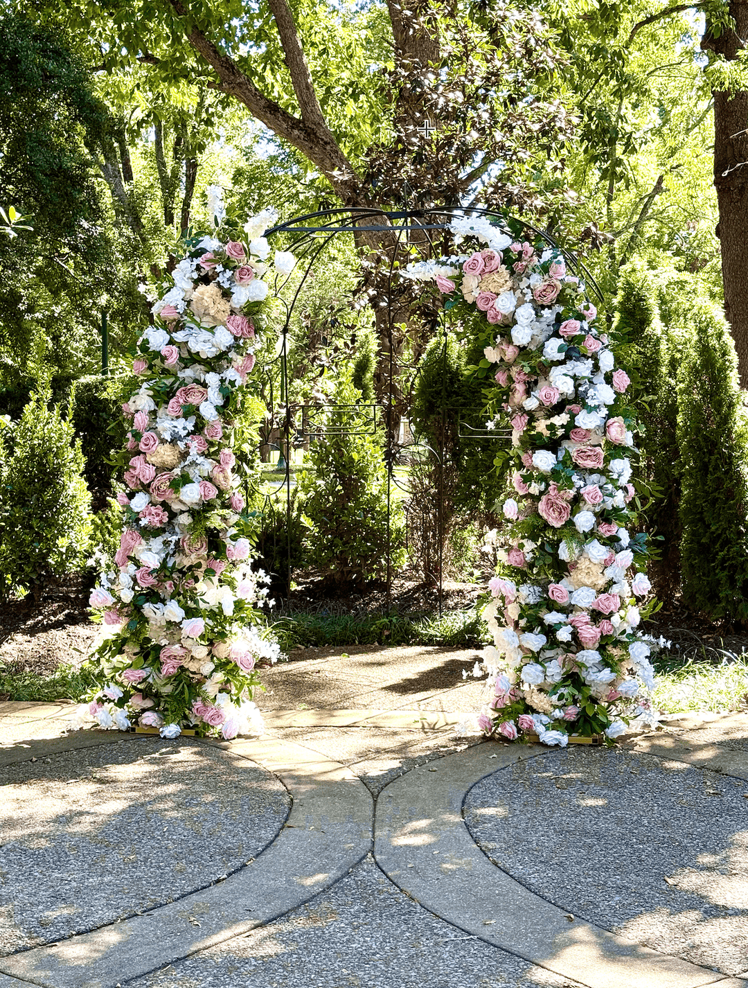 Classic Blush &amp; White Flower Arch | 7.2 ft Wedding Ceremony Backdrop