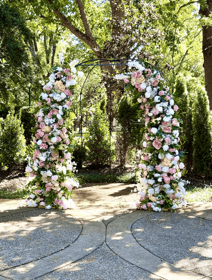 Classic Blush &amp; White Flower Arch | 7.2 ft Wedding Ceremony Backdrop