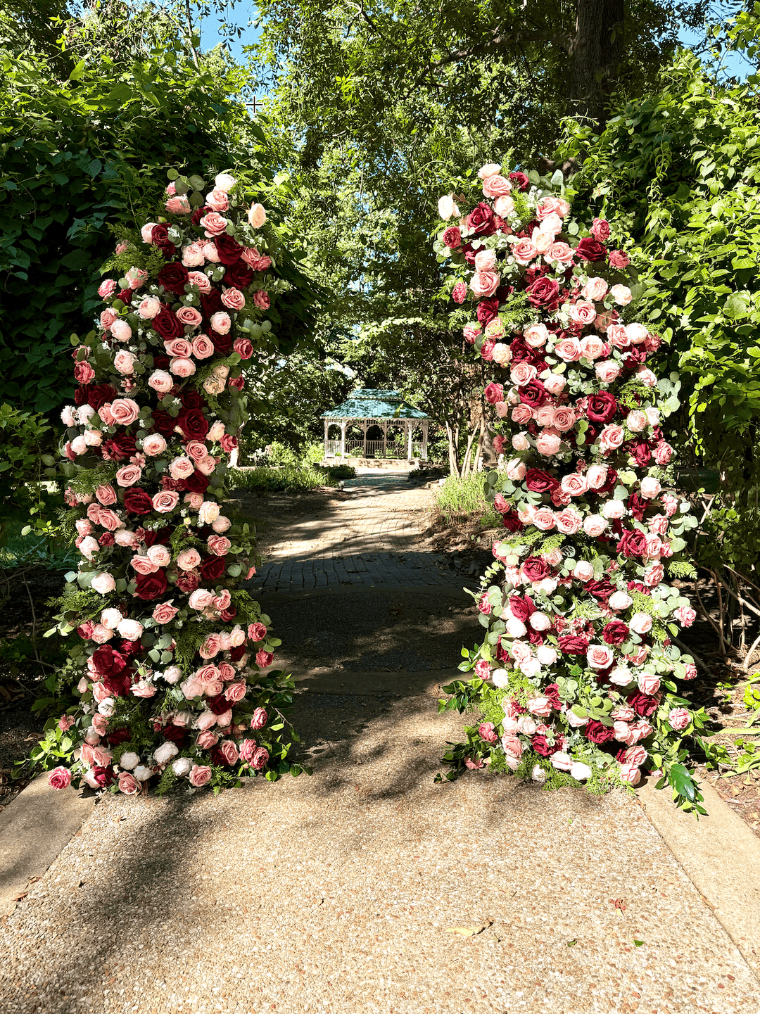 Burgundy &amp; Blush Flower Arch | 7.2 ft Silk Wedding Set