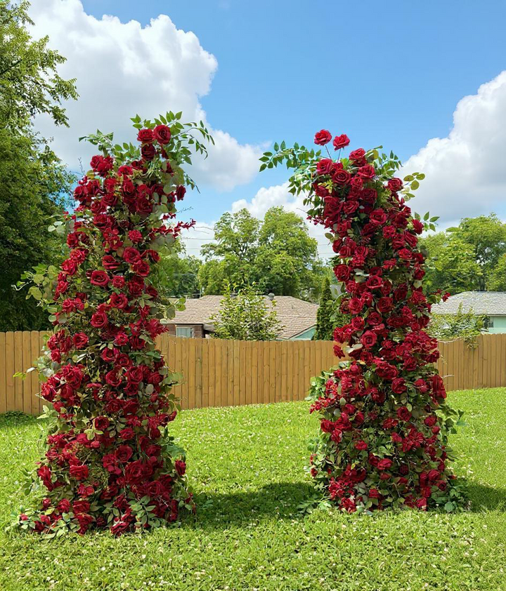 Signature Red Rose Flower Arch | 7.2 ft Silk Wedding Set